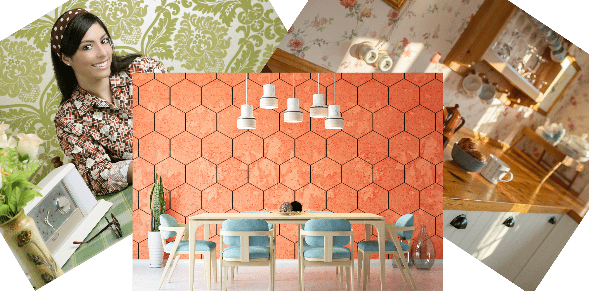 Wallpaper on a kitchen wall