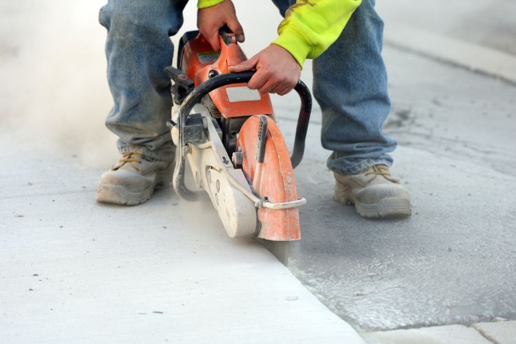 Concrete cutting with saw