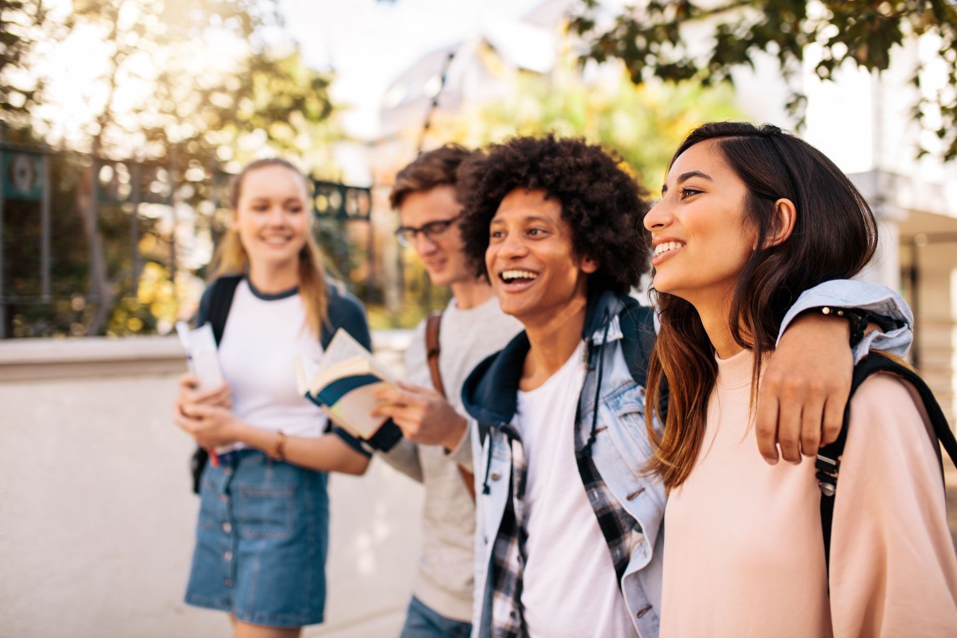 diverse college age friends