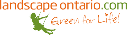 The logo for landscape ontario.com is green for life