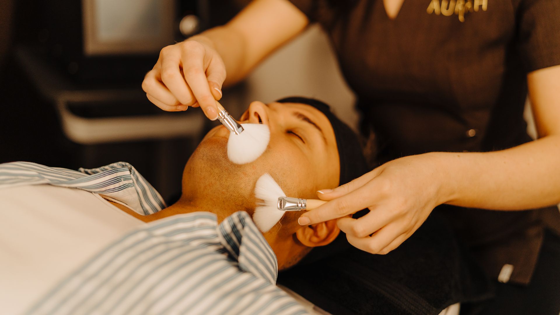 Light brushing during a luxuryfacial in Prestwick, Ayrshire