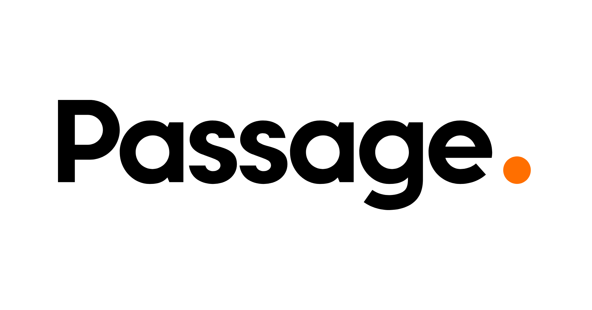 The passage logo is black and orange on a white background.