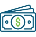 A stack of money with a dollar sign on it.