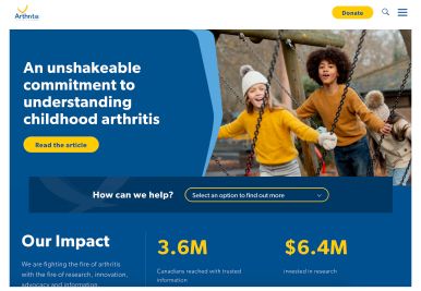 A screenshot of a website that says an unshakeable commitment to understanding childhood arthritis