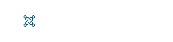 A blue and white logo on a white background.
