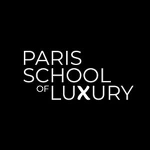 Paris School of Luxury logo in white text on a black background