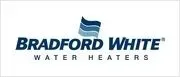 Bradford White Water Heaters logo with blue text and wave graphic