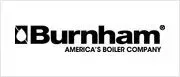 Burnham logo with black text and emblem; America's Boiler Company tagline underneath