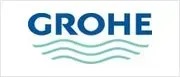 GROHE logo in blue text with green wavy lines underneath