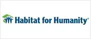 Habitat for Humanity logo with green house icon and blue text on white background