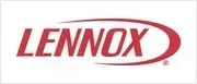 Lennox logo in red text with a red swoosh on a white background