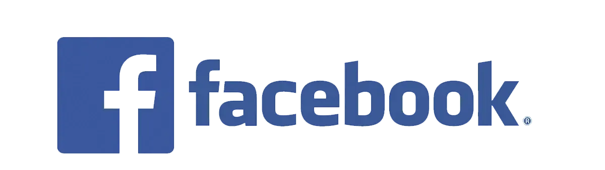 Facebook logo with five blue stars.