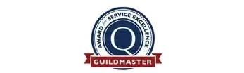 Five gold stars above a Guildmaster "Award for Service Excellence" logo.