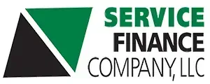 Logo of Service Finance Company, LLC. Features a green and black geometric design and text in green and black.