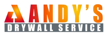 Logo for Andy’s Drywall Service with orange and gray text on a white background
