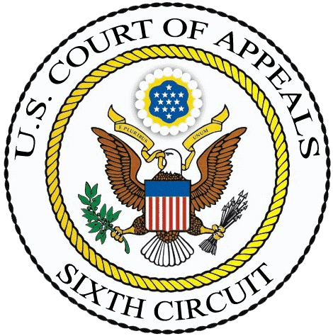 Seal of the U.S. Court of Appeals for the Sixth Circuit featuring an eagle, stars, and text on a circular emblem.