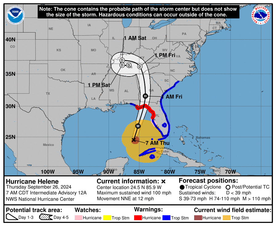 Hurricane Helene 7am Forecast