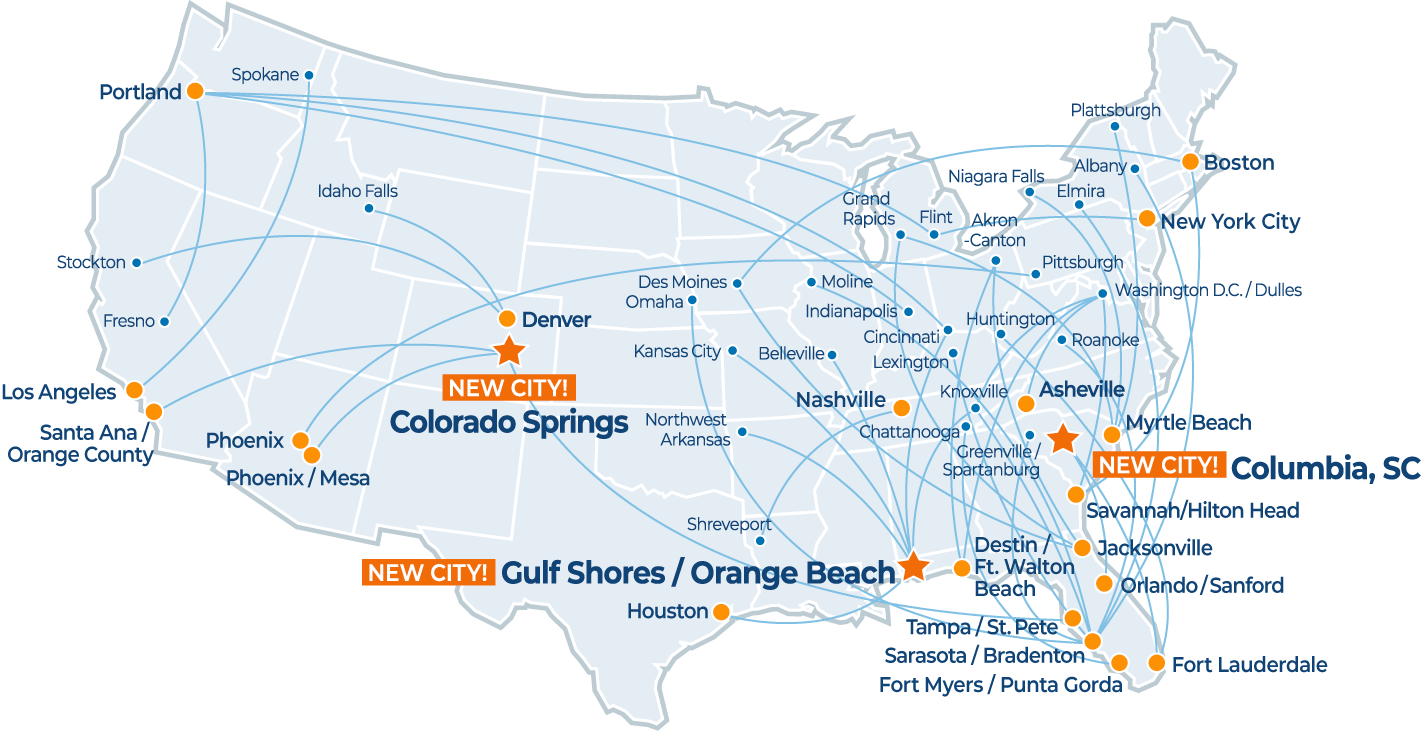 New Allegiant Routes Link Gulf Shores to Six Cities