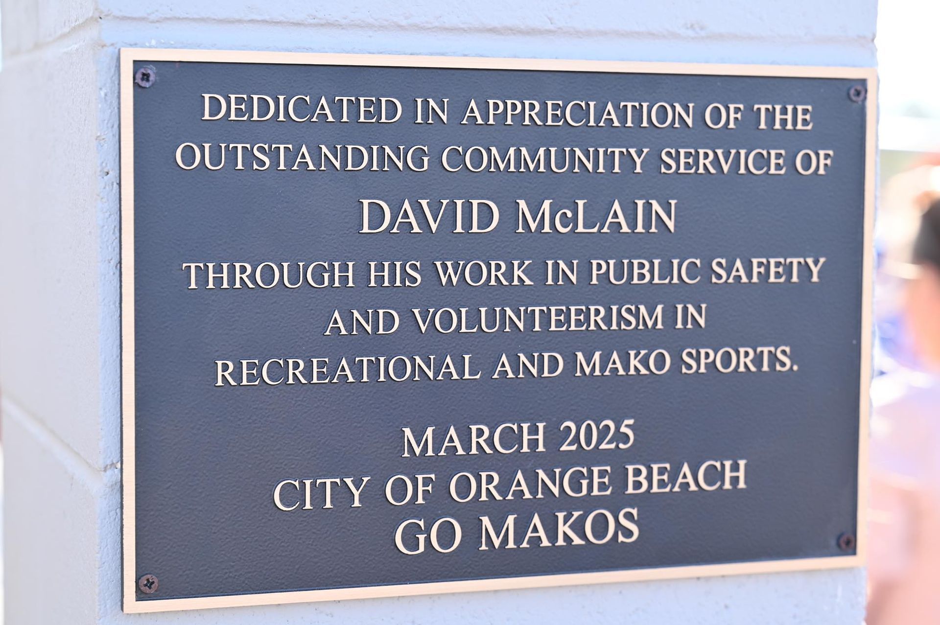David McLain Dedication on Field 5