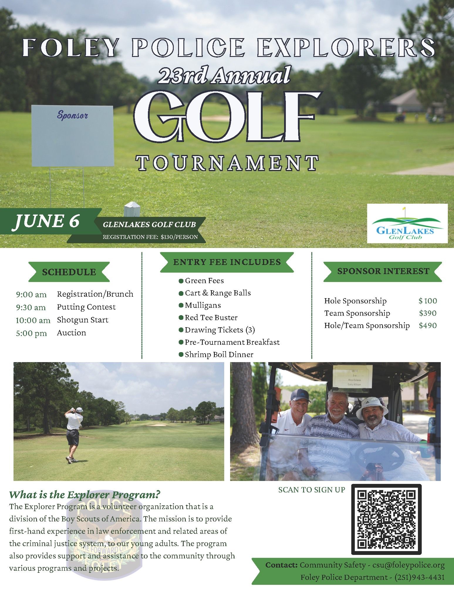 Foley Police Explorers 23rd Annual Golf Tournament Flyer