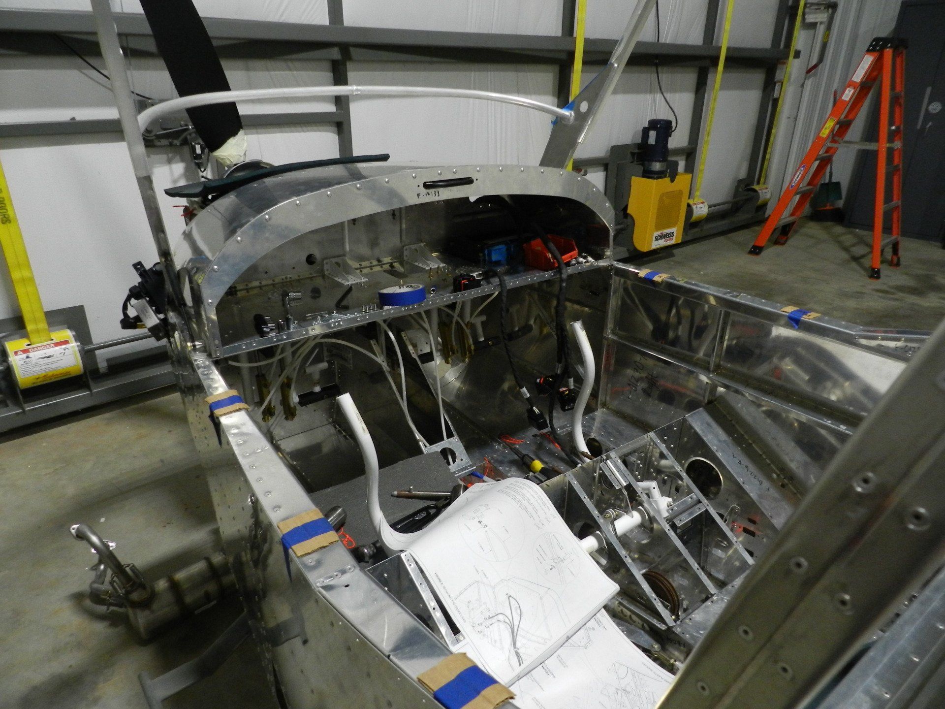 The cockpit of a plane being built by Gulf Shores, Alabama, high school students.
