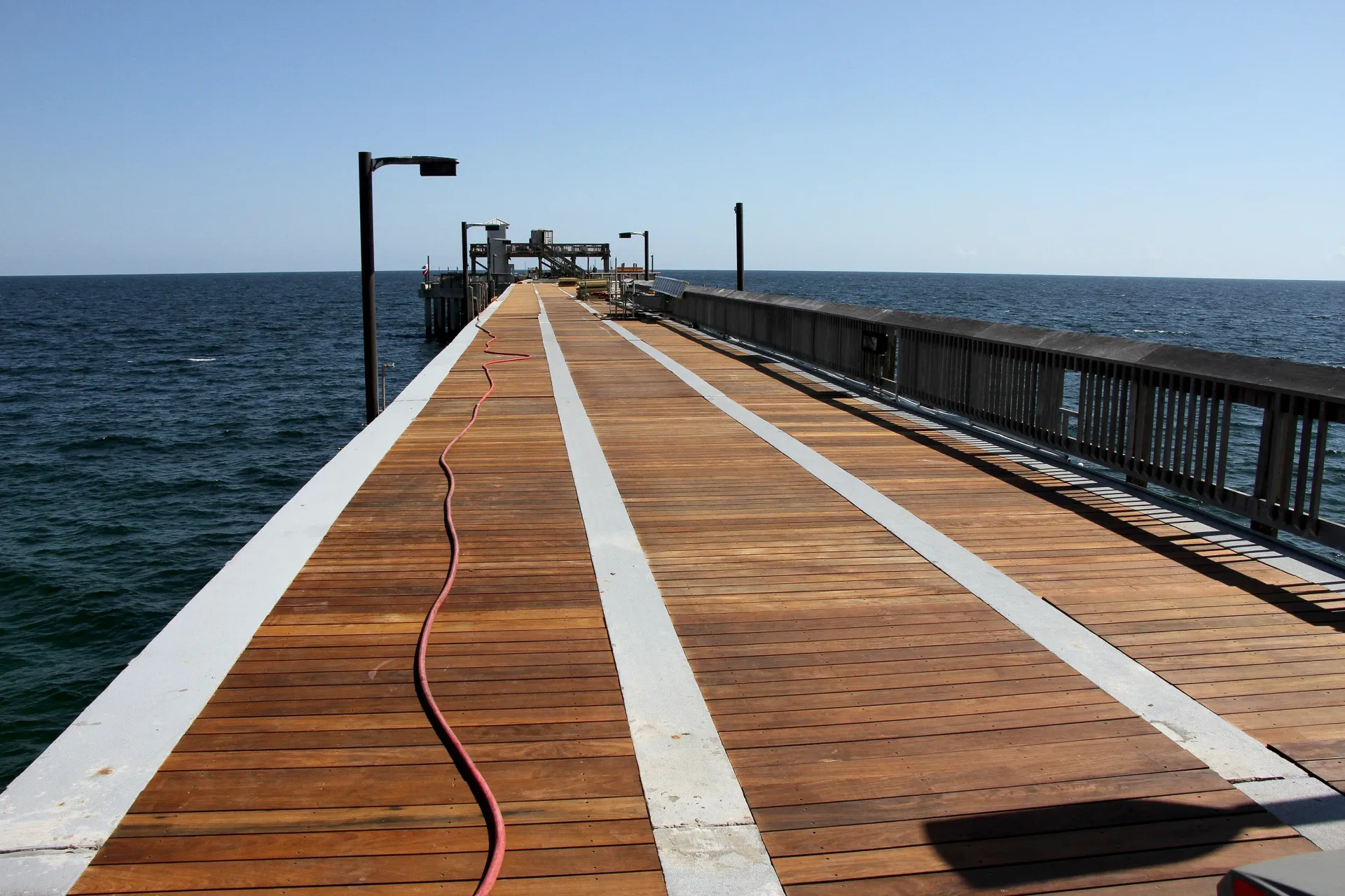 Construction crews have been able to replace the decking all the way to the octagon at Gulf State Park Pier. Photo by David Rainer

