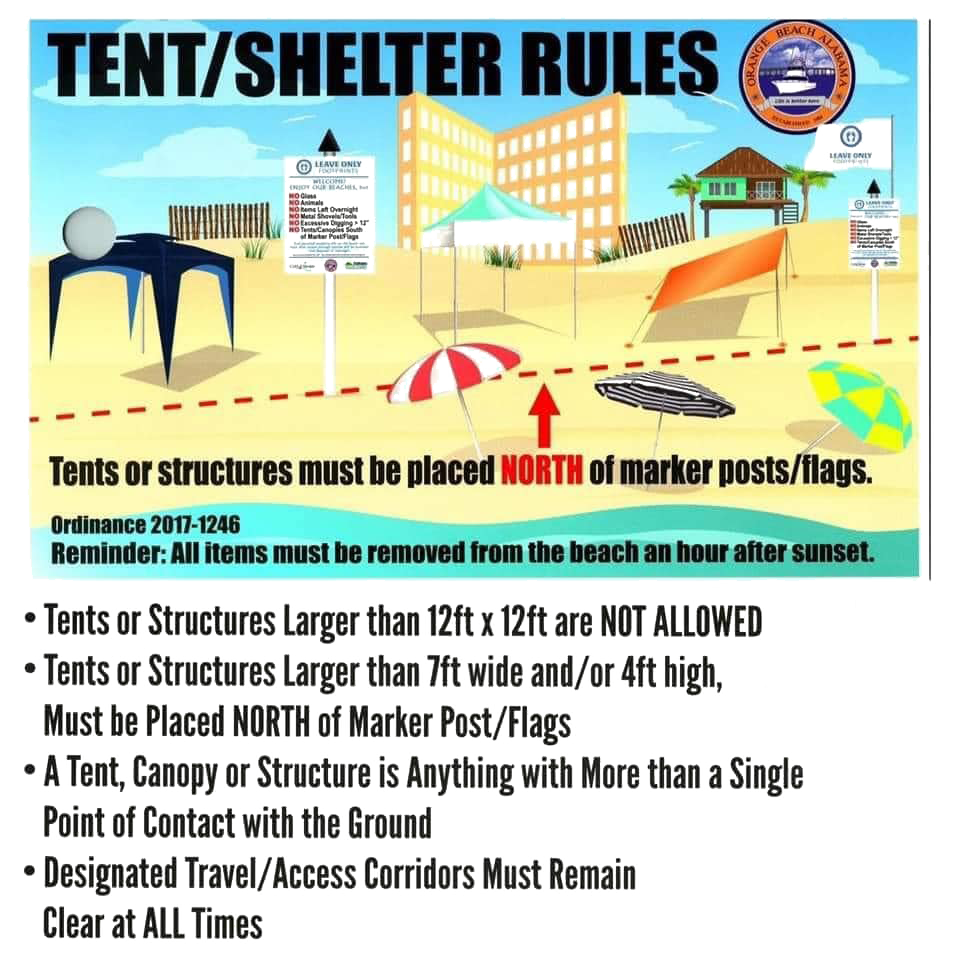 Orange Beach Shade Tent Rules on the Beach