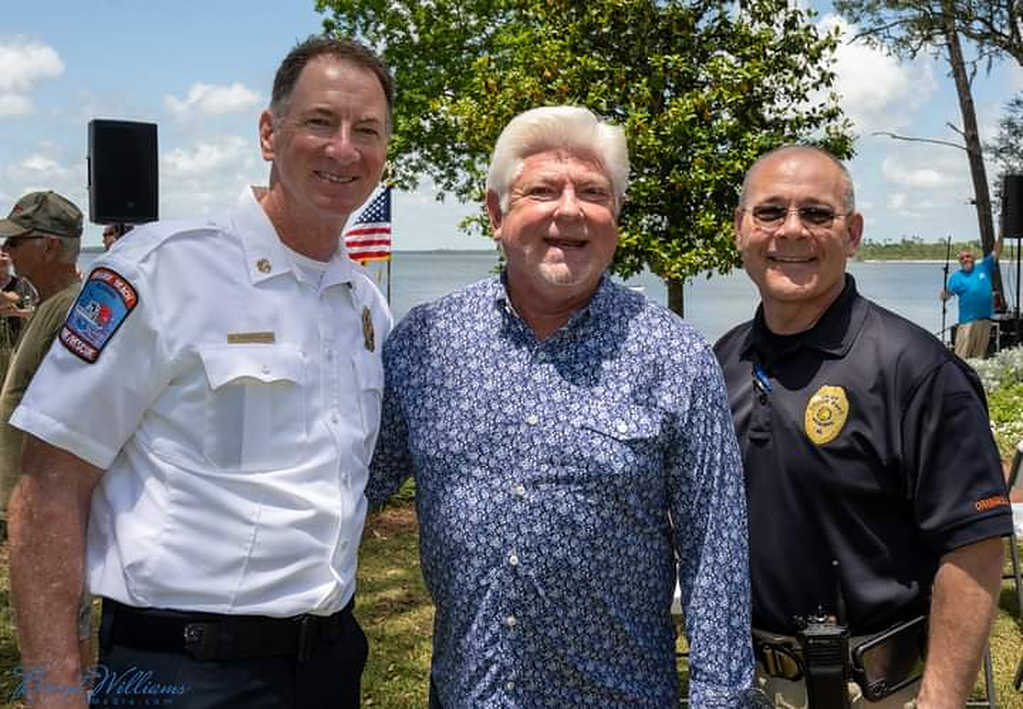 OB Fire Chief Jeff Smith, Island Church Pastor Fred Franks, OB Police Chief Steve Brown