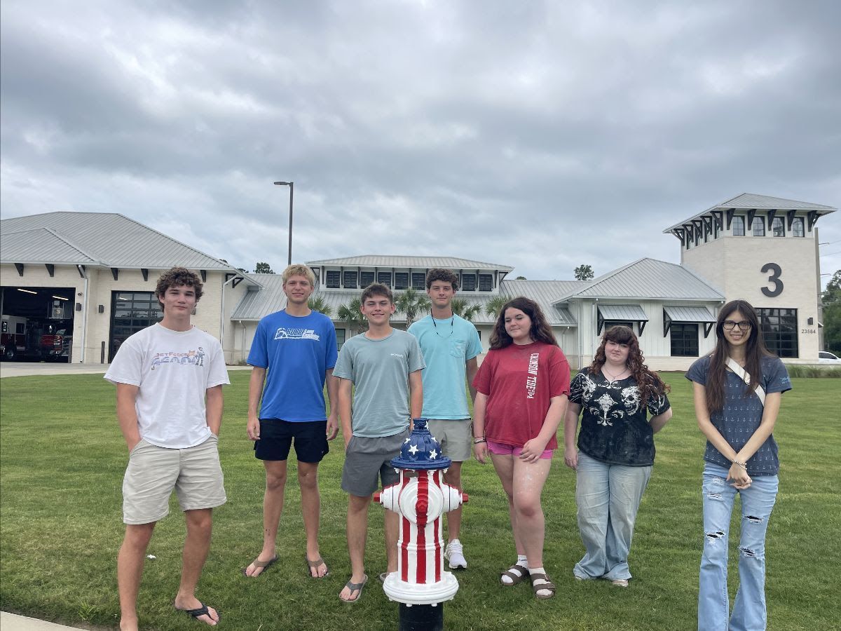Orange Beach Students Paint Patriotic Fire Hydrants