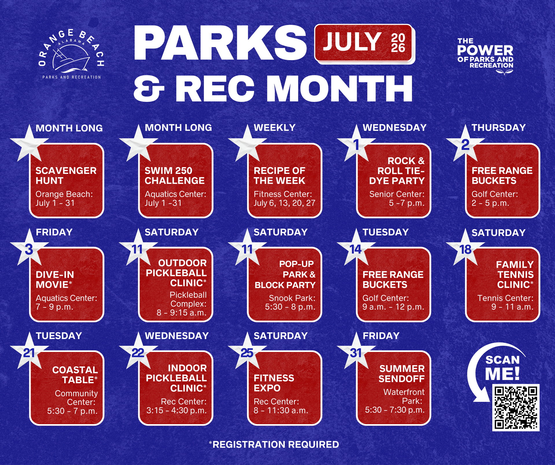Orange Beach Parks & Rec Month Calendar