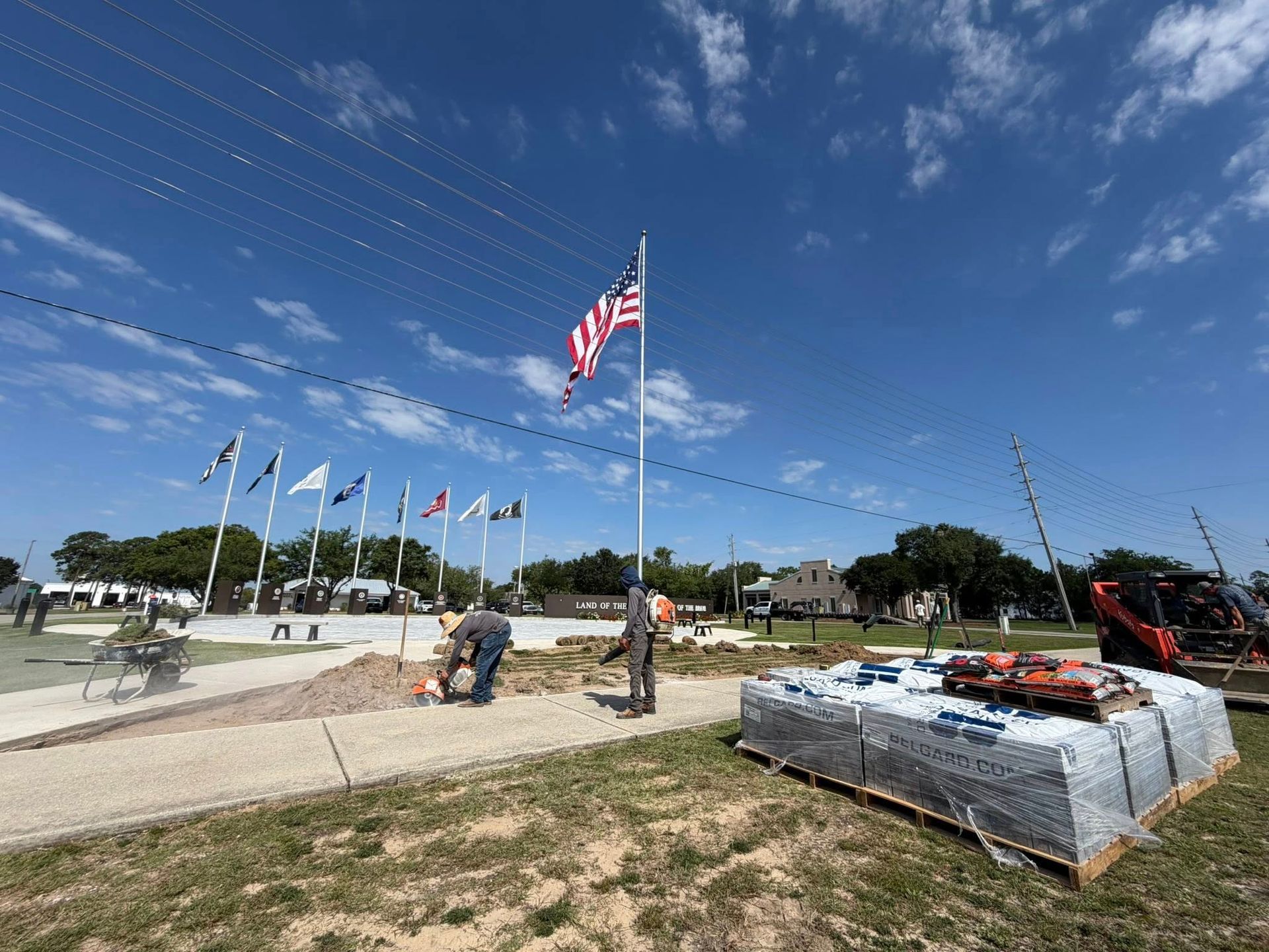 New bricks are being installed at the Orange Beach Veterans' Memorial. 