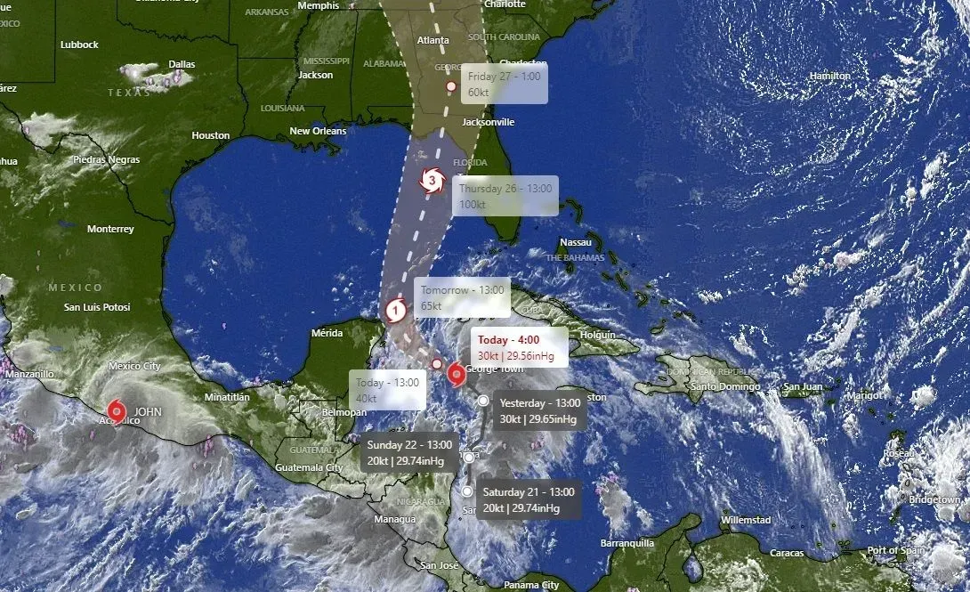 PTC 9 forecast to become Hurricane Helene - Forecast Path by Windy - Click for Live Motion