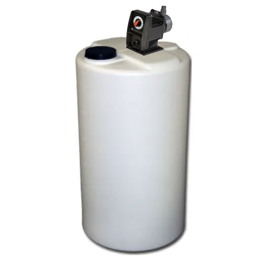 A large white cylinder with a pump attached to it.
