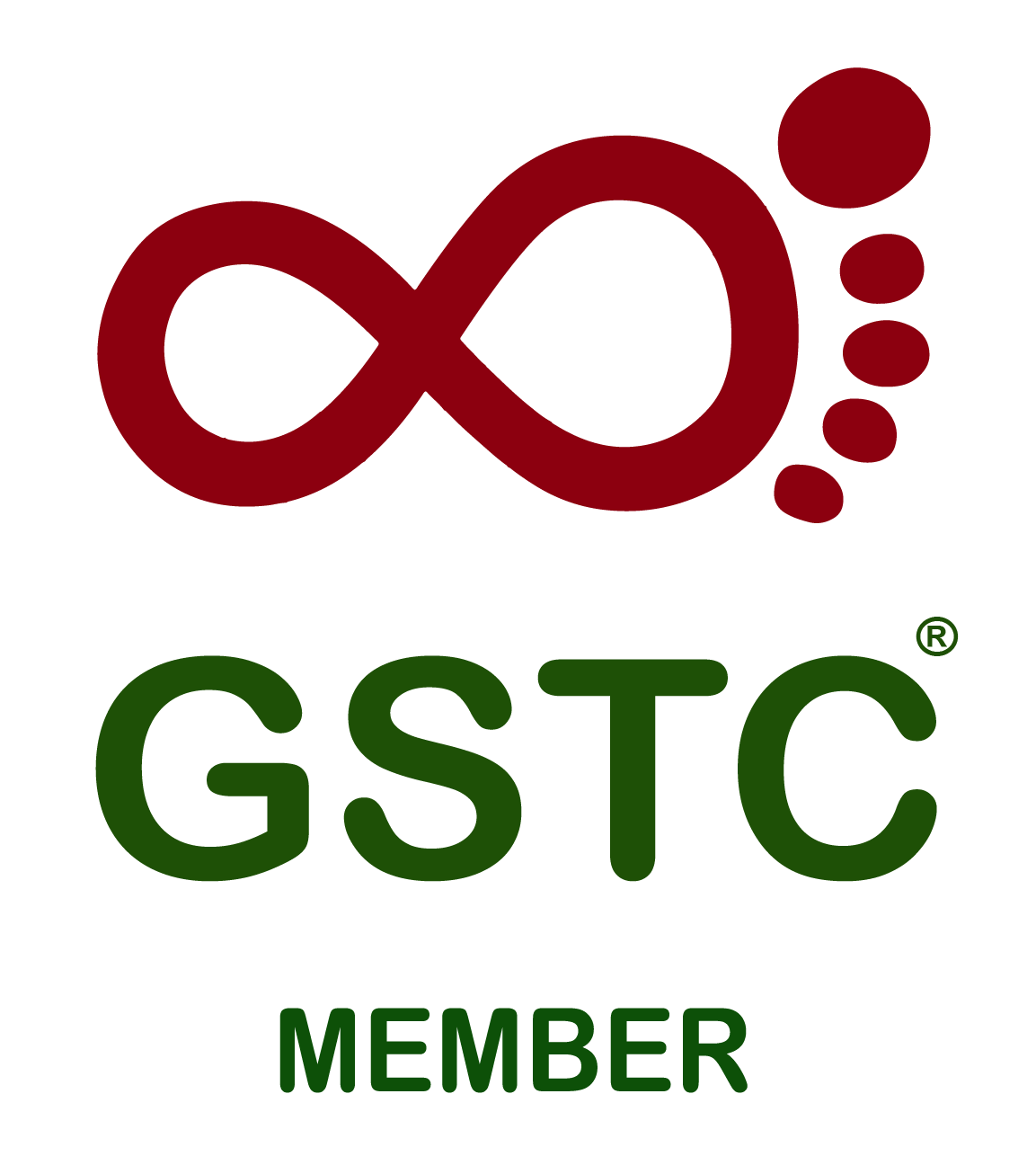 A gstc member logo with a red infinity symbol