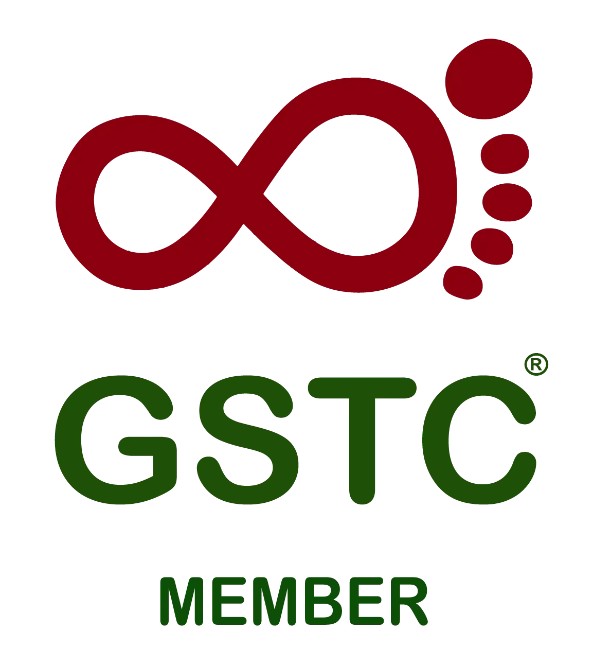 A gstc member logo with a red infinity symbol