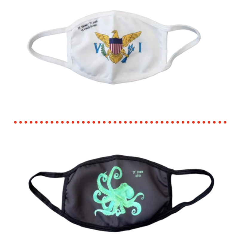 A face mask with a flag and an octopus on it