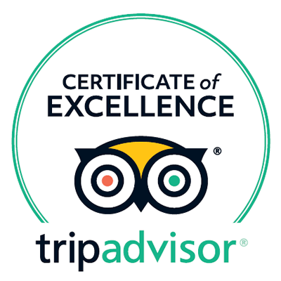 The logo for tripadvisor is a certificate of excellence.