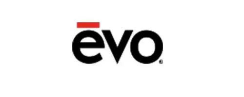 The evo logo is black and red on a white background.