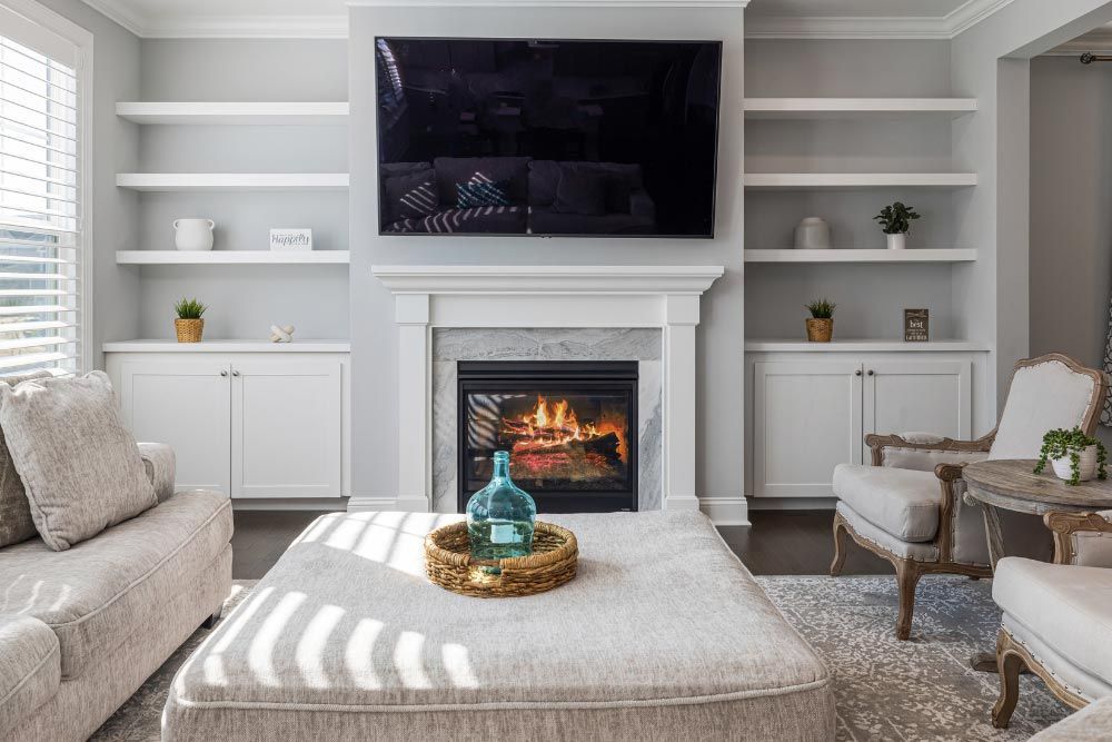indoor fireplace on the living room