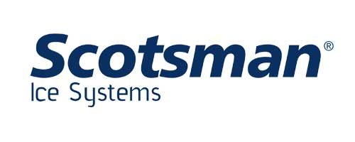 The logo for scotsman ice systems is blue and white.