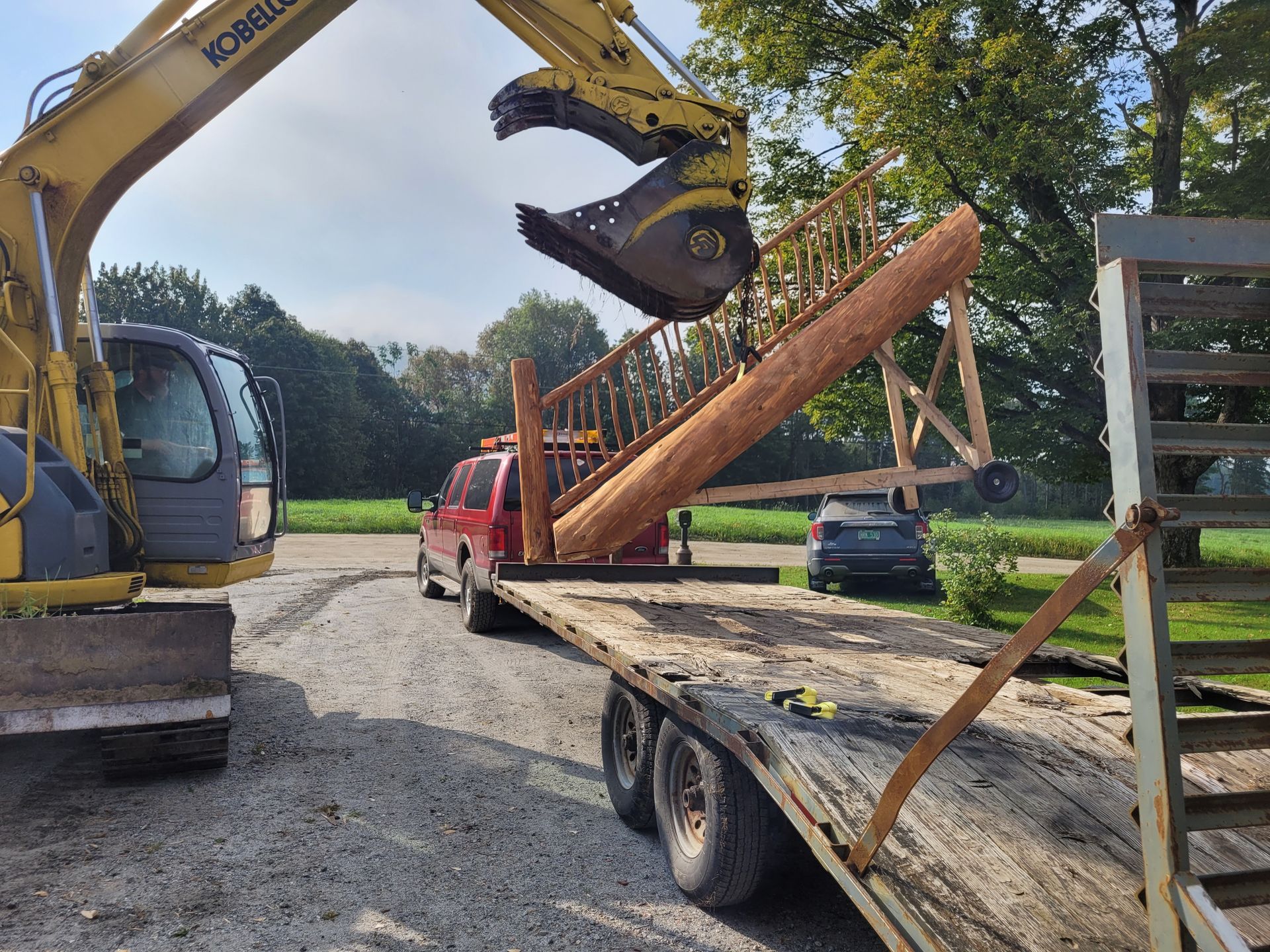 Custom Made Log Stairs & Railings - Ready To Attach To New Contruction By Big Tree Log Homes