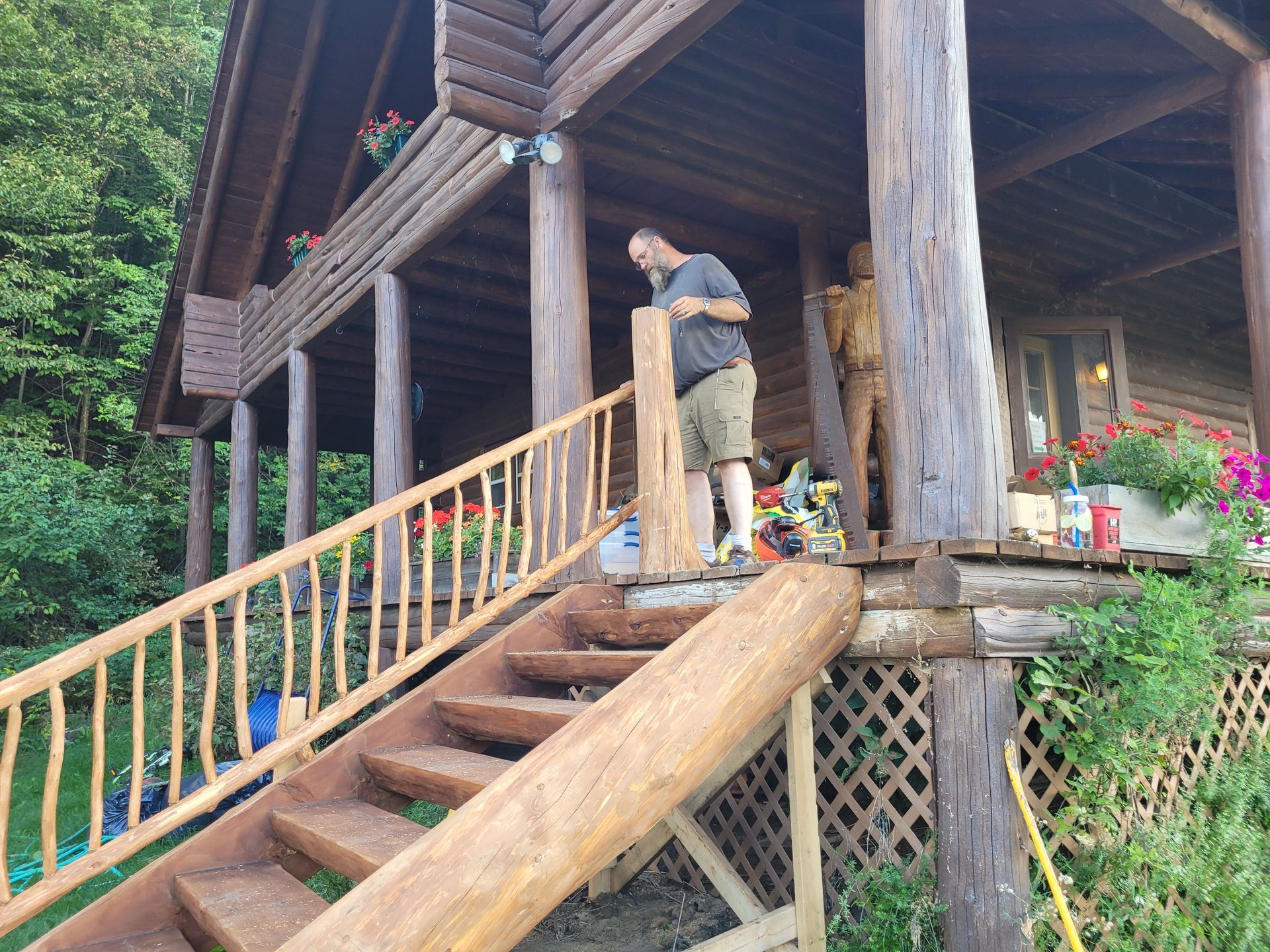 Custom Exterior  Stairs Built By Nathan Paradis, Owner Of Big Tree Log Homes