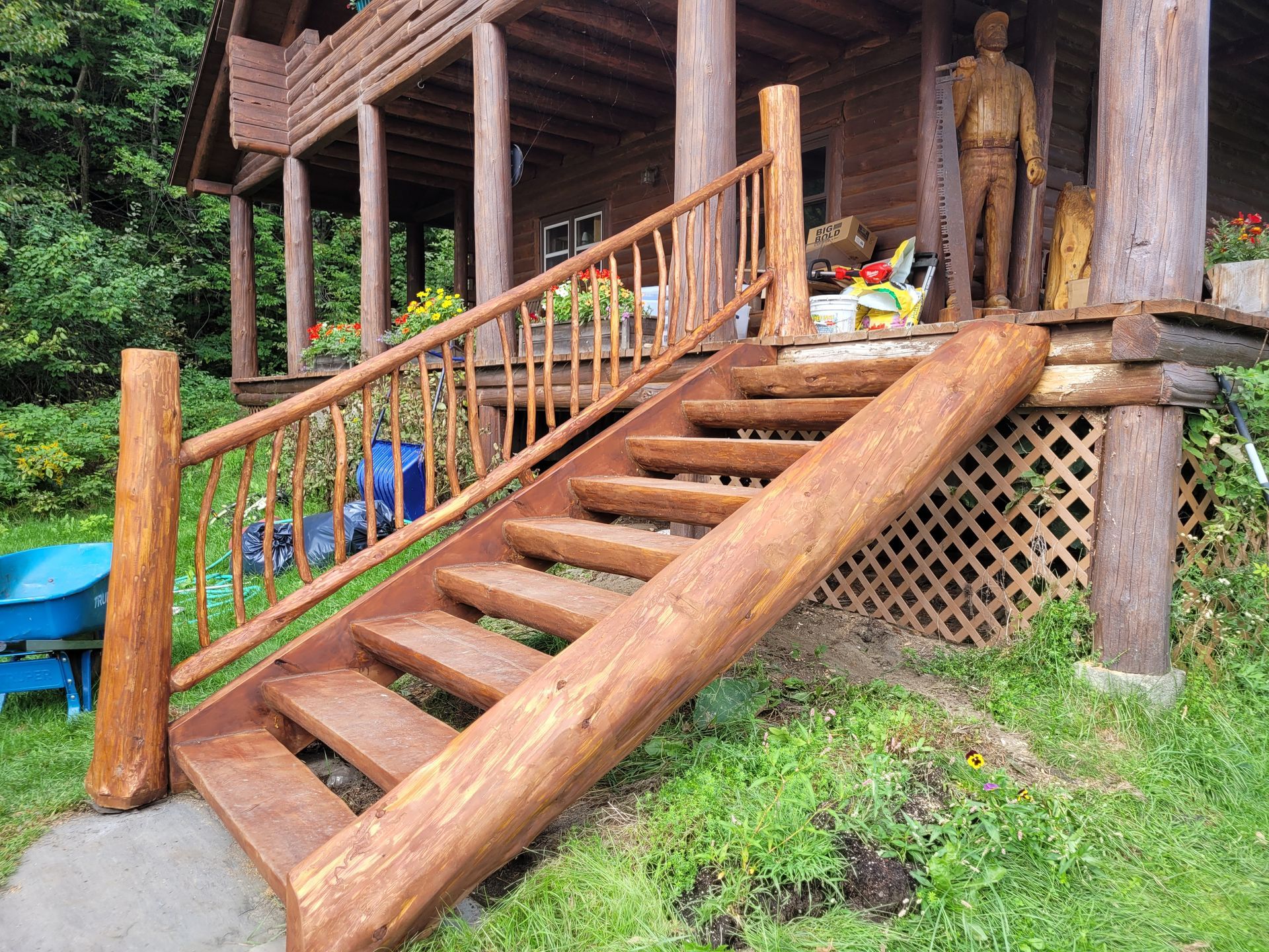 Custom Exterior  Stairs Built By Nathan Paradis, Owner Of Big Tree Log Homes