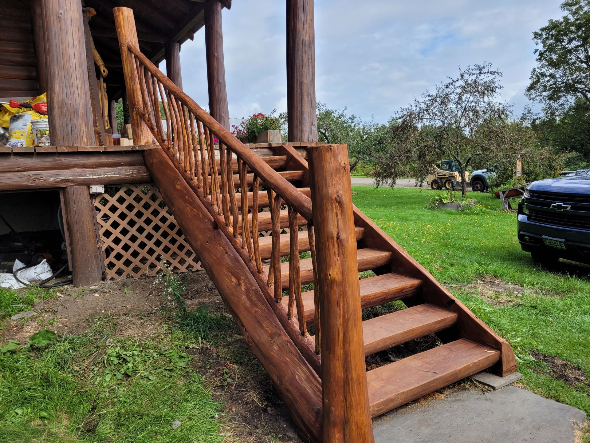 Custom Exterior  Stairs Built By Nathan Paradis, Owner Of Big Tree Log Homes