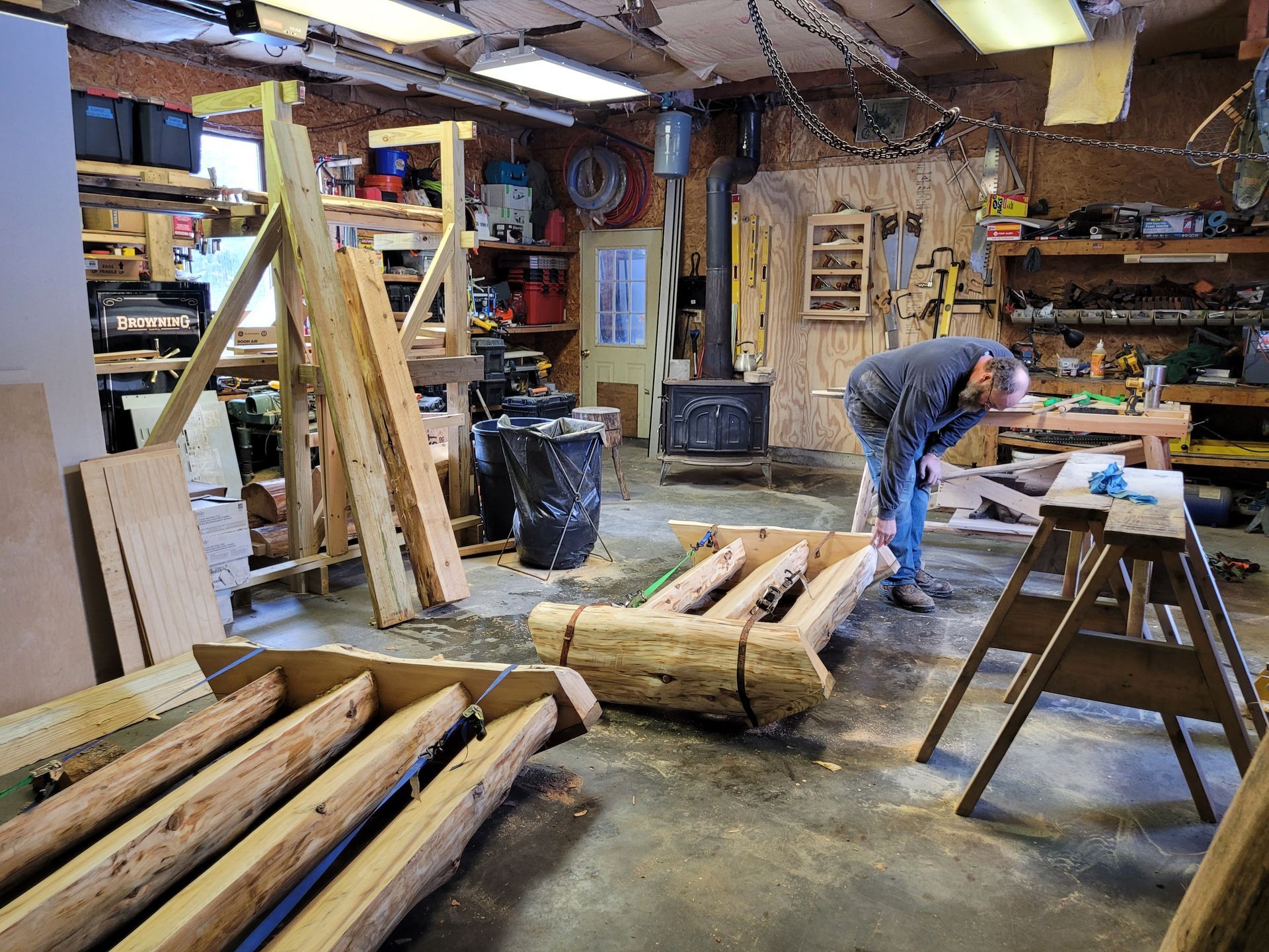 Prepping Logs For New Contruction By Big tree Log Homes