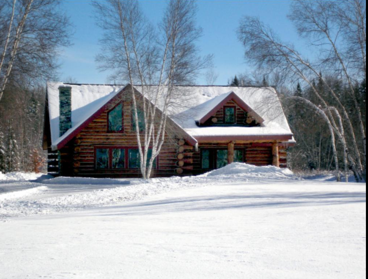 Custom Log Home In The Winter - Buiilt By Big Tree Log Homes - Vermont