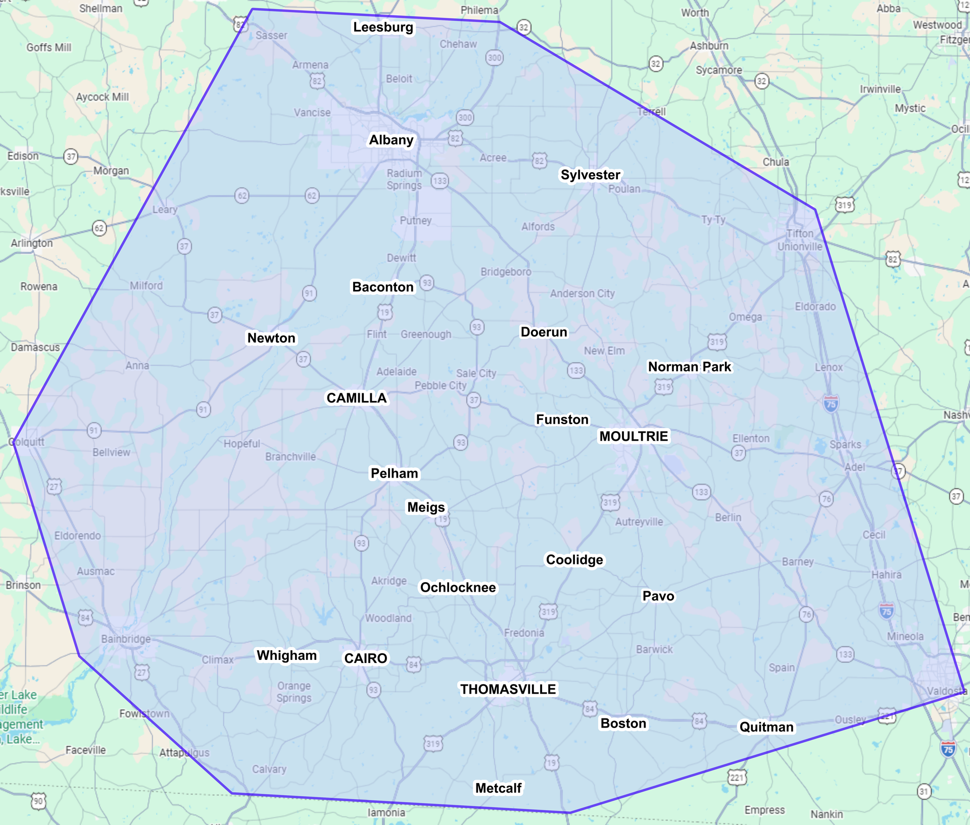 Acre Maker Service Area Map