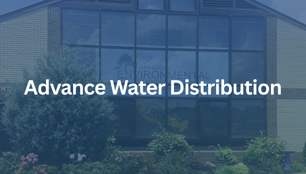 Water Distribution Courses title over blue-tinted building exterior