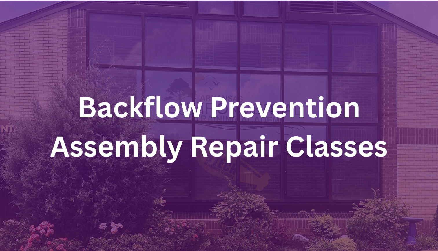 Backflow Assembly Repair text over a purple-tinted building exterior