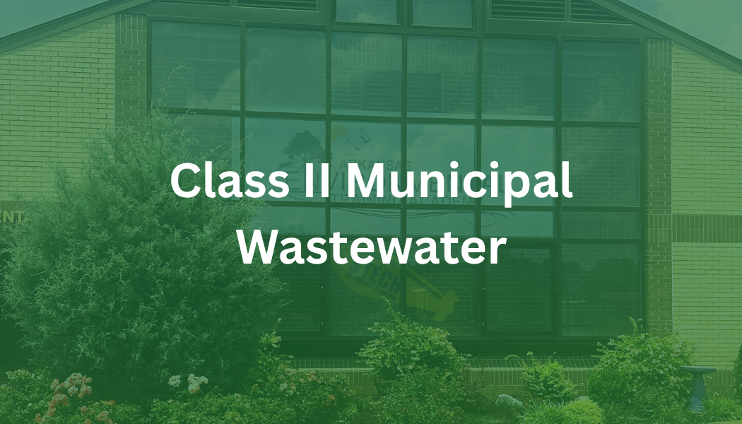 Green-tinted building exterior with the text “Class II Wastewater” overlaid in white